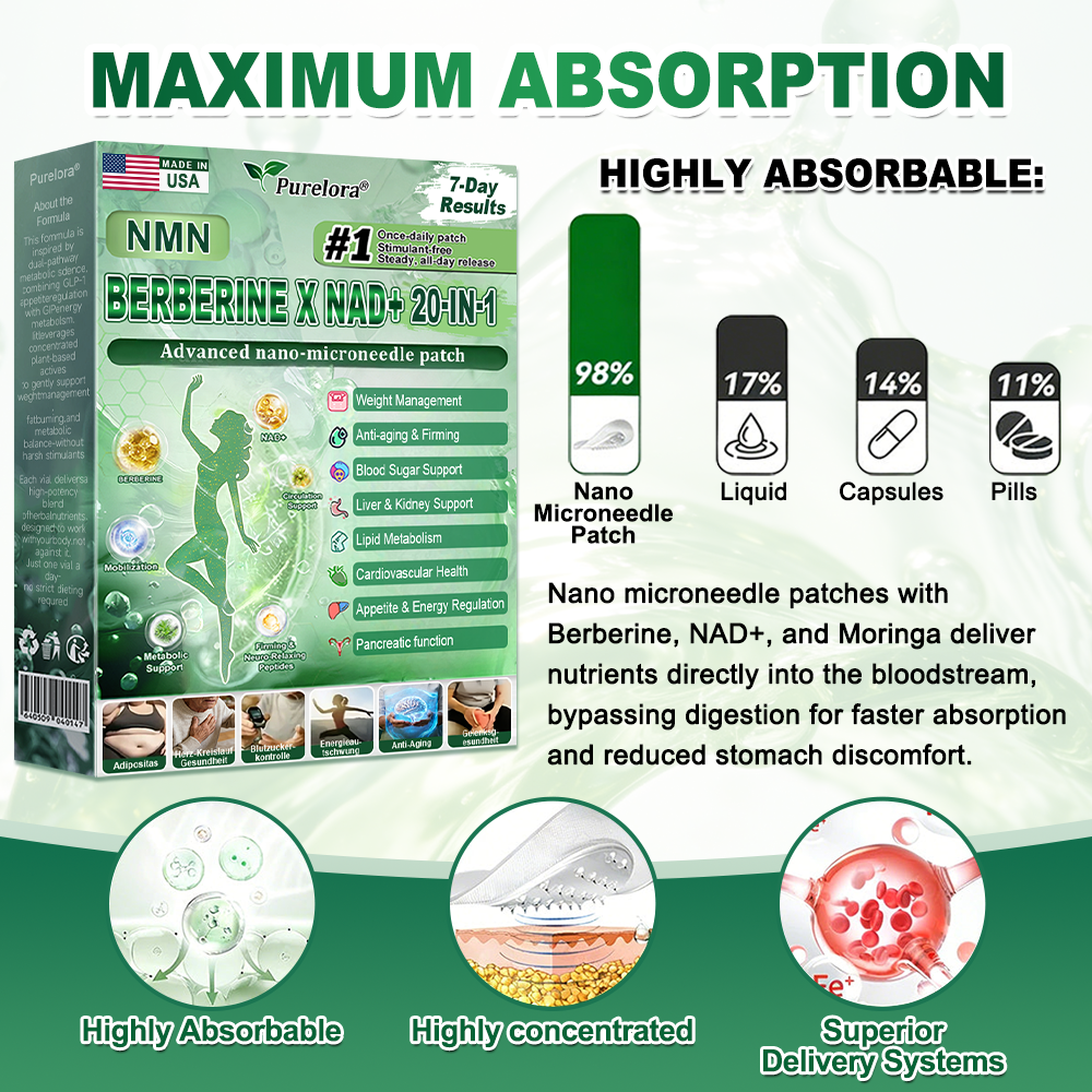 🏥Online Pharmacy | 𝐏𝐮𝐫𝐞𝐥𝐨𝐫𝐚® 𝐍𝐌𝐍 𝐁𝐄𝐑𝐁𝐄𝐑𝐈𝐍𝐄 𝐱 𝐍𝐀𝐃 𝟐𝟎-𝐢𝐧-𝟏 𝐀𝐝𝐯𝐚𝐧𝐜𝐞𝐝 𝐍𝐚𝐧𝐨 𝐌𝐢𝐜𝐫𝐨𝐧𝐞𝐞𝐝𝐥𝐞 𝐏𝐚𝐭𝐜𝐡  (Just once daily, visible changes in 7 days) ✅ Supports weight management, loose skin, diabetes care, sleep apnea, joint comfort, and more