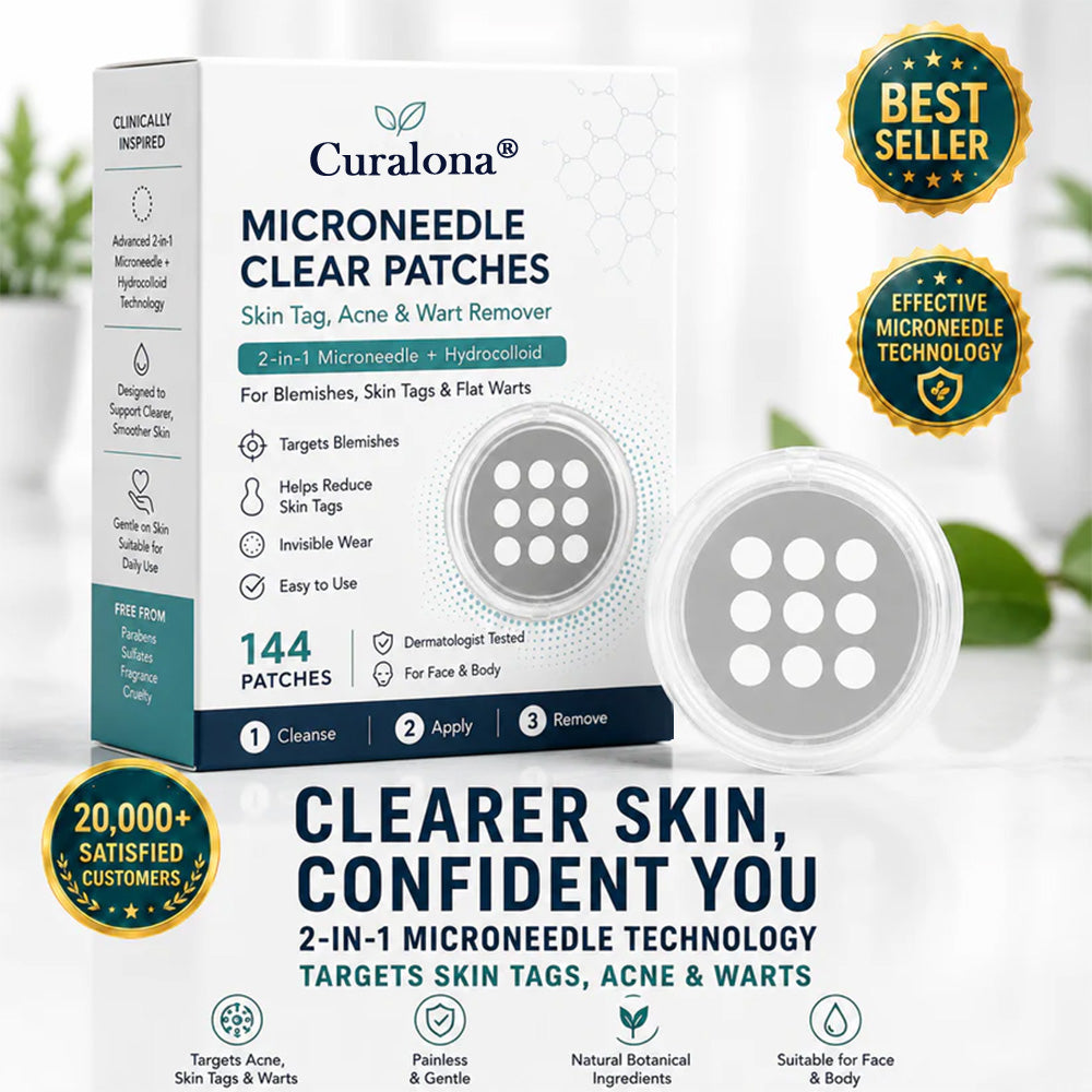 🔥 Curalona®2-in-1 Microneedle & Hydrocolloid Patch🔥| Removes Raised Moles, Acne, Flat Warts & Skin Tags | Helps Improve Wrinkles, Scars & Blemishes | Invisible Patches for Face & Body