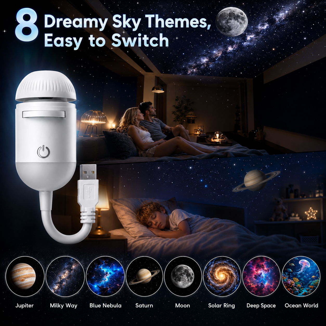 USB star projector night light product view 3