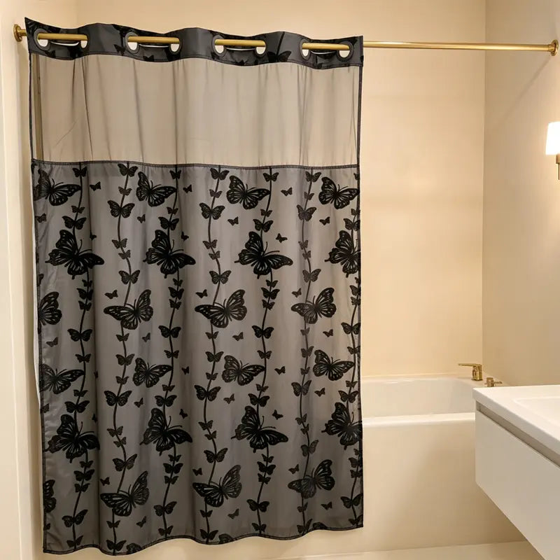 Butterfly shower curtain in Black