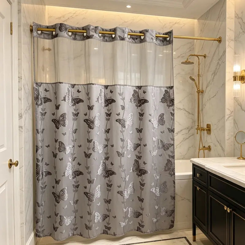 Butterfly shower curtain in Gray