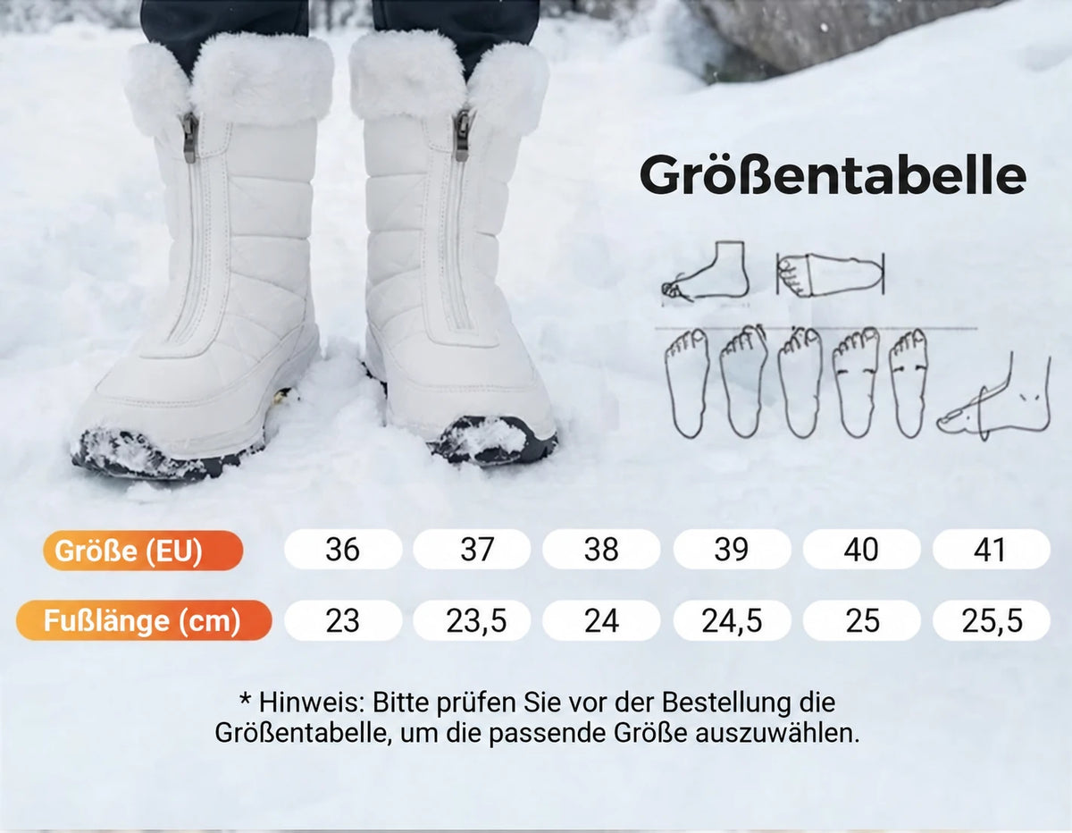 Größentabelle für Damen-Schneestiefel