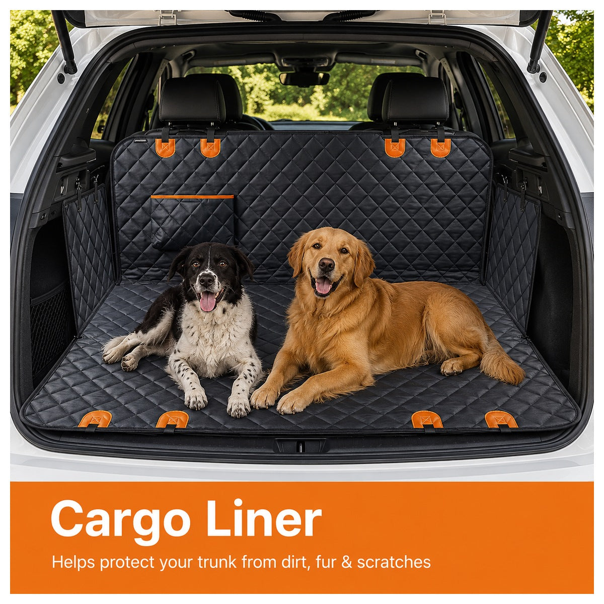 SUV cargo liner for dogs with quilted pet seat cover