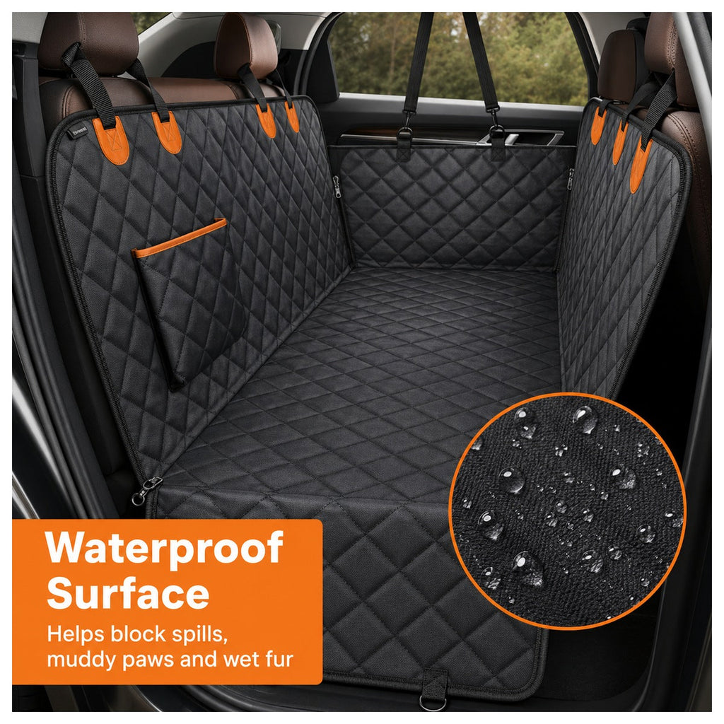Water-resistant pet car seat cover surface detail