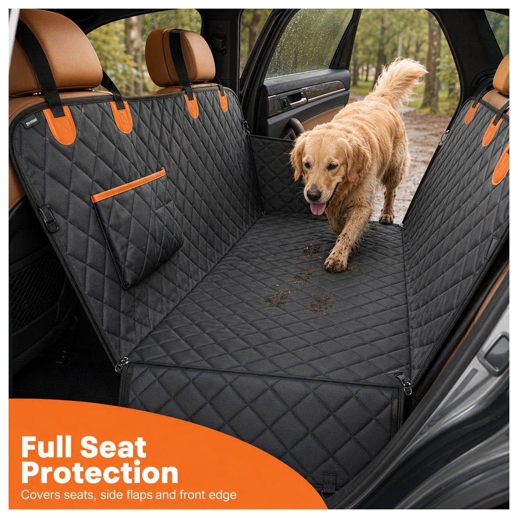 Full seat protection pet car cover for muddy paws and fur