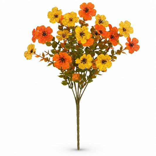 Autumn faux flower stem on white background