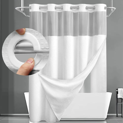 No-hook shower curtain in White