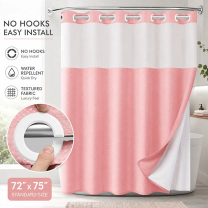 No-hook shower curtain in Pink