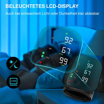 Beleuchtetes LCD-Display des Blutdruckmessgeräts