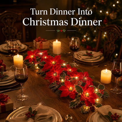 Poinsettia Christmas garland holiday styling