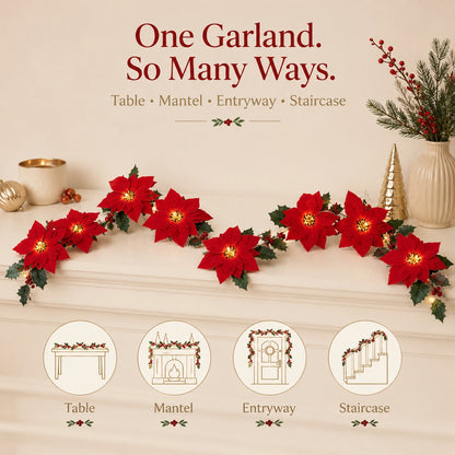 Poinsettia garland product features