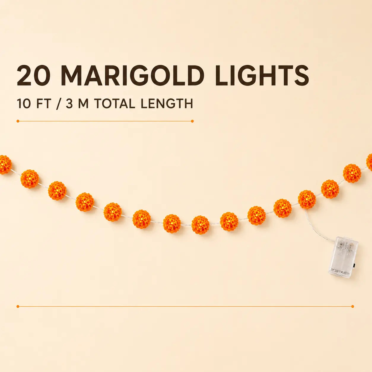 20 marigold lights on a 10-foot battery-operated garland