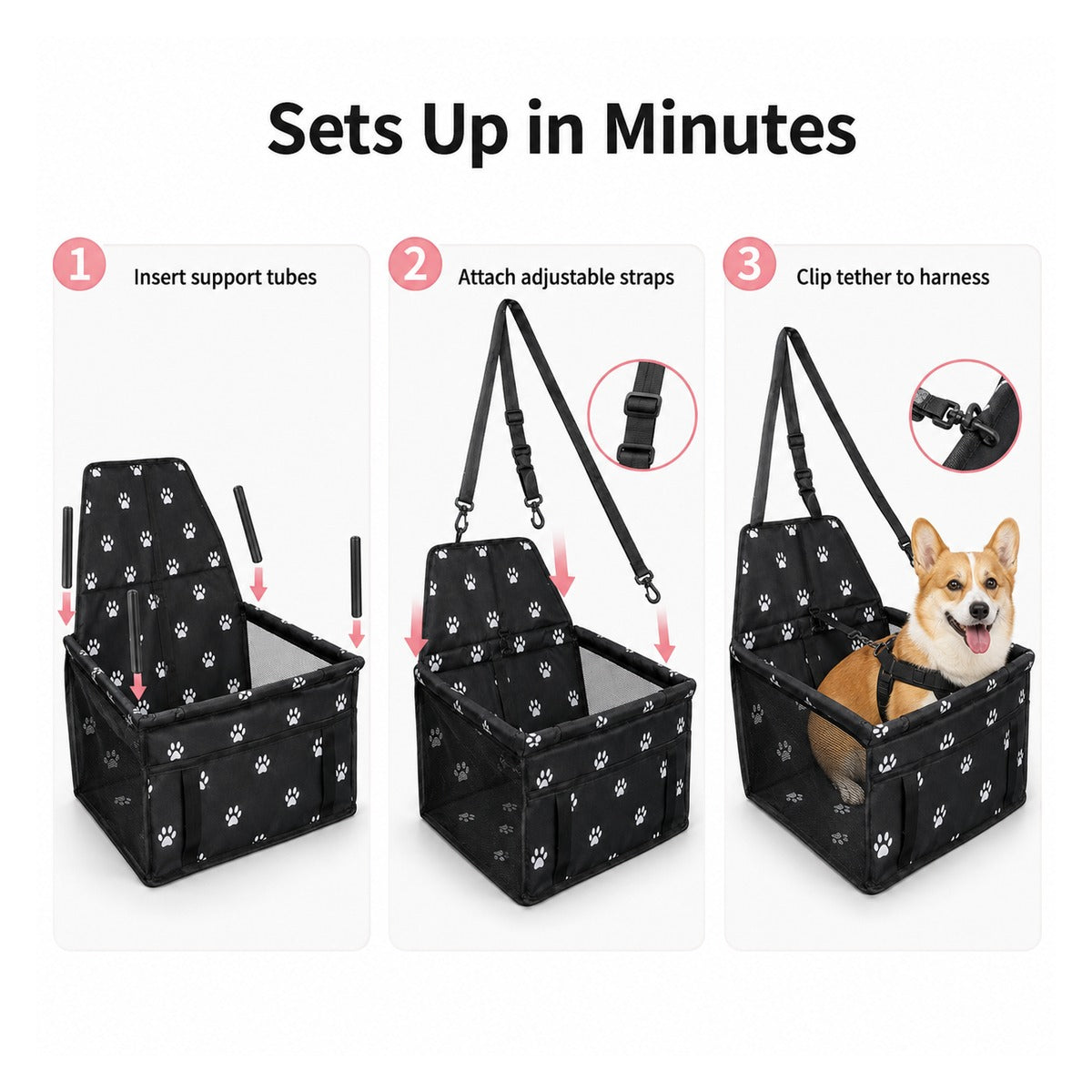 Foldable small pet car booster seat main image 1