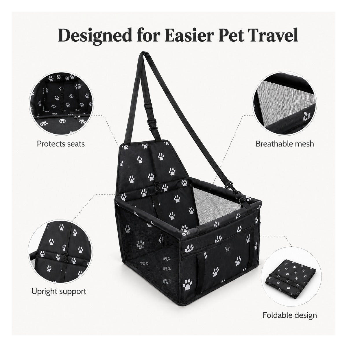 Foldable small pet car booster seat main image 2