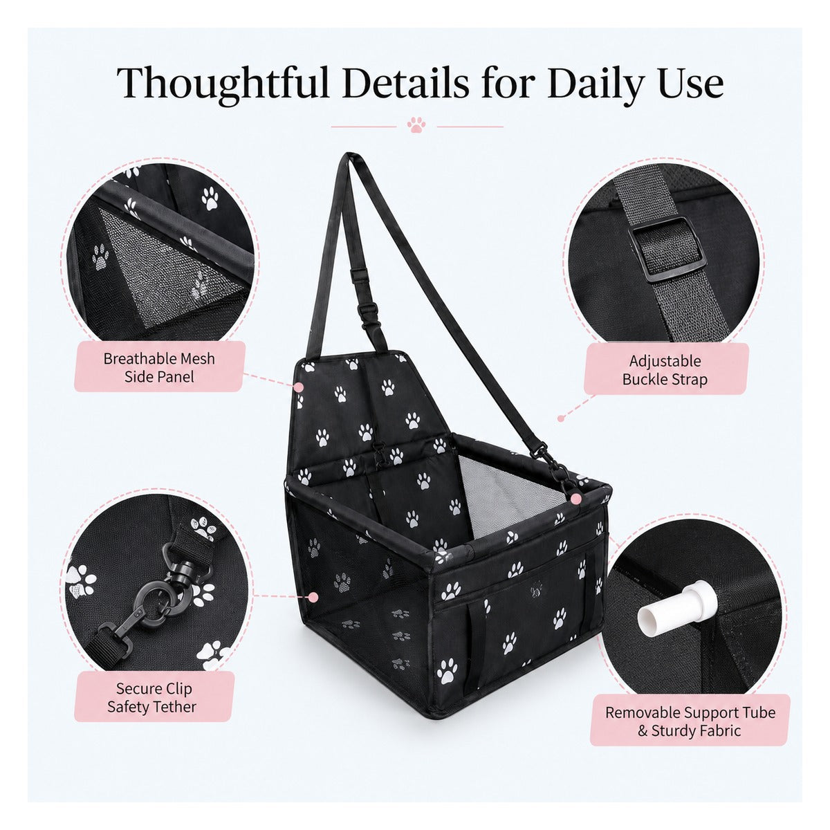 Foldable small pet car booster seat main image 5