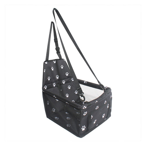 White background black paw print pet car booster seat